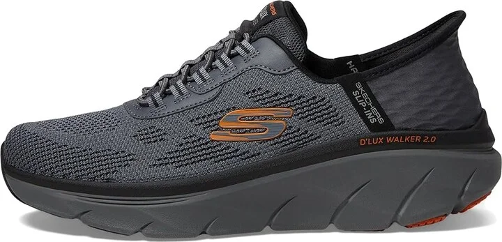 SKECHERS D'Lux Walker 2.0 Rezinate Hands Free Slip-In Men's Shoes Charcoal/Orange : 7.5 D - Medium - Image 6