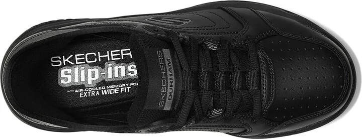 SKECHERS Durham Hands Free Slip-In Men's Shoes Black/Black : 6.5 4E - Extra Wide, Leather - Image 2