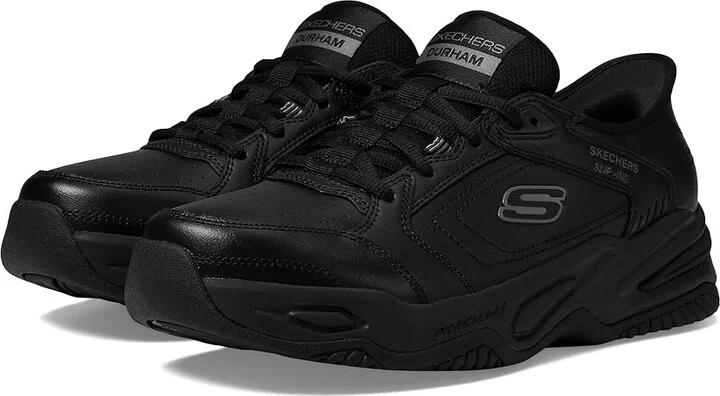 SKECHERS Durham Hands Free Slip-In Men's Shoes Black/Black : 6.5 4E - Extra Wide, Leather