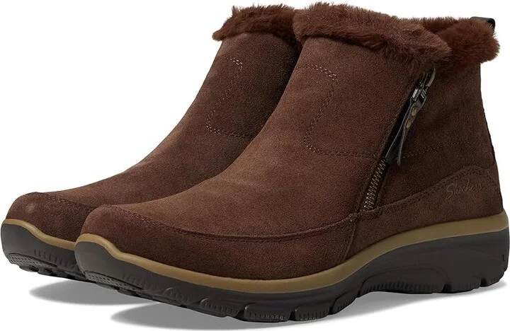 SKECHERS Easy Going - Cool Zip Women's Shoes Chocolate : 5.5 B - Medium, Suede