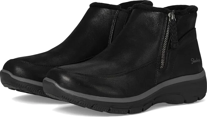 SKECHERS Easy Going - Into Fall Women's Boots Black : 5.5 B - Medium, Faux Fur/Rubber/Textile