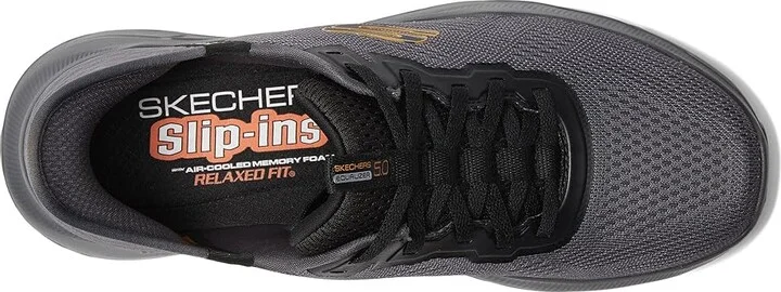 SKECHERS Equalizer 5.0 Hands Free Slip-Ins Men's Shoes Charcoal/Orange : 7 D - Medium, Synthetic/Textile - Image 2