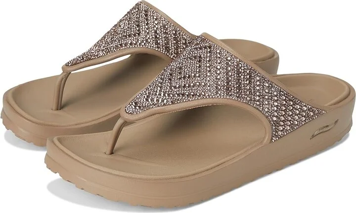 SKECHERS Foamies Arch Fit Cali Breeze - Shine On Women's Sandals Taupe : 5 Medium, Synthetic