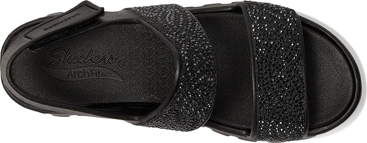 SKECHERS Foamies Arch Fit Footsteps Double Band with Rhinestones Women's Sandals Black/Black : 11 Medium, Rubber - Image 2