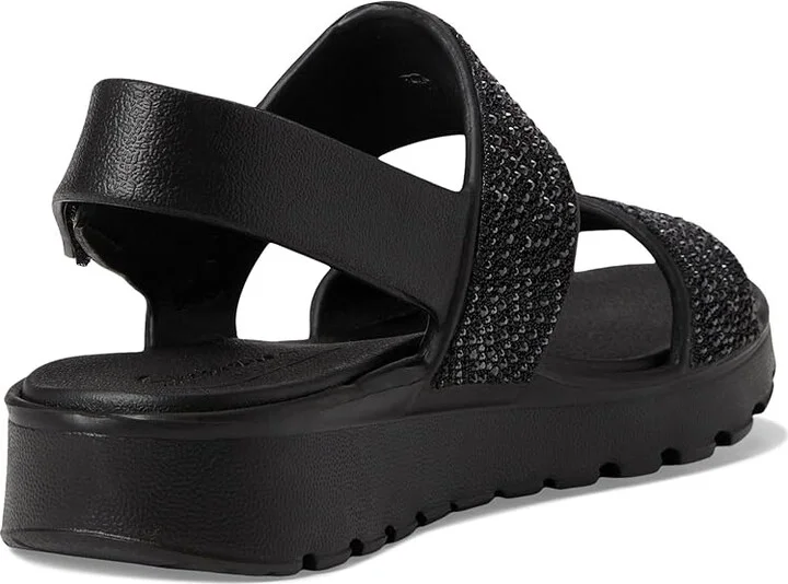 SKECHERS Foamies Arch Fit Footsteps Double Band with Rhinestones Women's Sandals Black/Black : 11 Medium, Rubber - Image 4