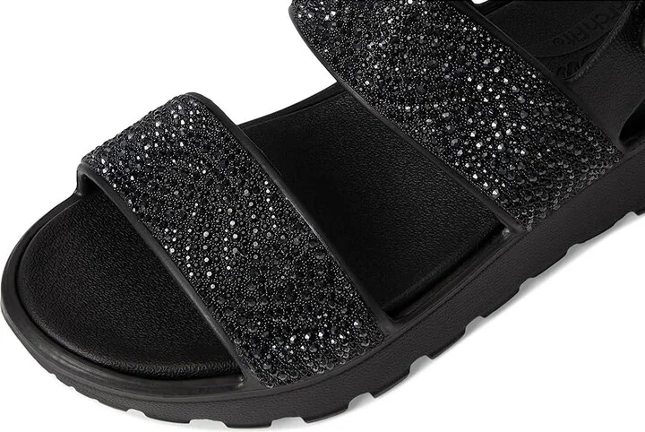 SKECHERS Foamies Arch Fit Footsteps Double Band with Rhinestones Women's Sandals Black/Black : 11 Medium, Rubber - Image 7