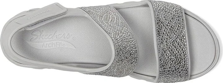 SKECHERS Foamies Arch Fit Footsteps Double Band with Rhinestones Women's Sandals Gray : 8 Medium, Rubber - Image 2