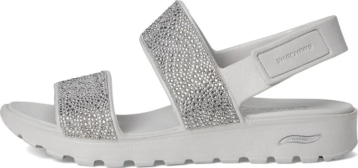 SKECHERS Foamies Arch Fit Footsteps Double Band with Rhinestones Women's Sandals Gray : 8 Medium, Rubber - Image 6