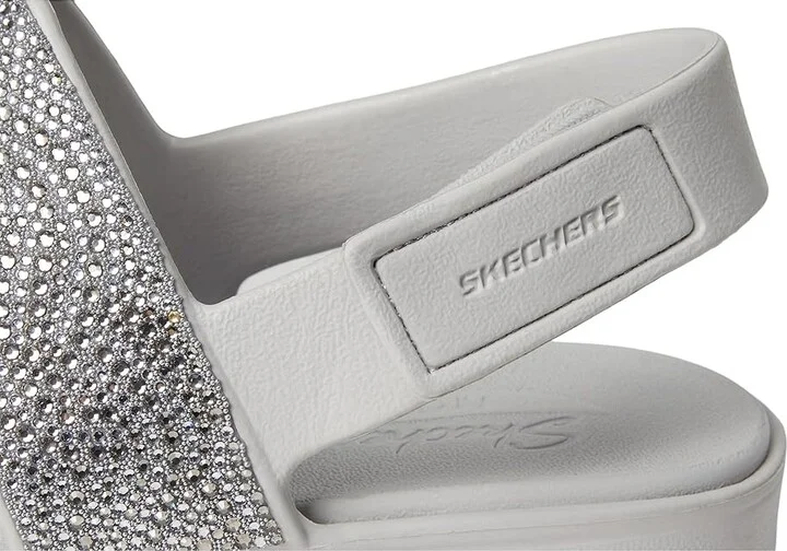 SKECHERS Foamies Arch Fit Footsteps Double Band with Rhinestones Women's Sandals Gray : 8 Medium, Rubber - Image 7