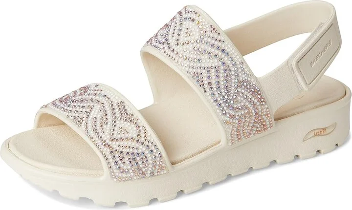 SKECHERS Foamies Arch Fit Footsteps Double Band with Rhinestones Women's Sandals White : 9 Medium, Rubber - Image 5