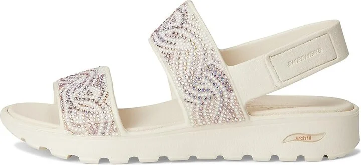 SKECHERS Foamies Arch Fit Footsteps Double Band with Rhinestones Women's Sandals White : 9 Medium, Rubber - Image 6