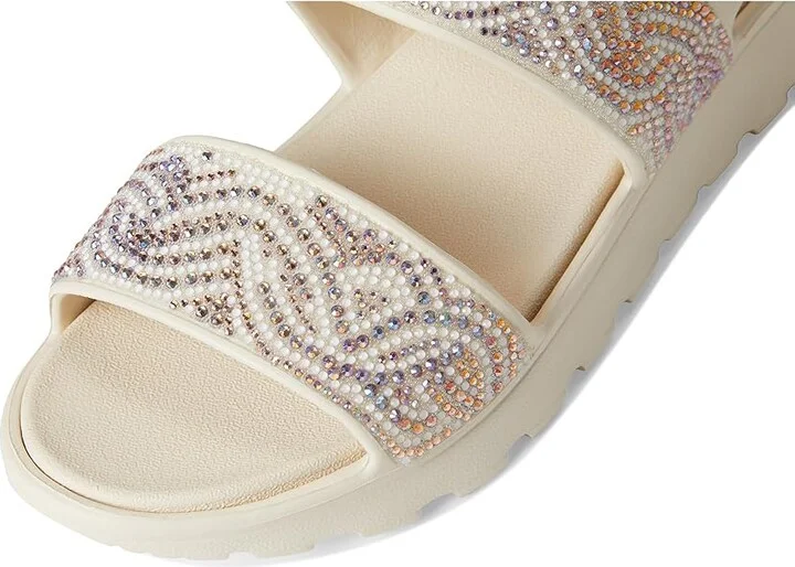 SKECHERS Foamies Arch Fit Footsteps Double Band with Rhinestones Women's Sandals White : 9 Medium, Rubber - Image 7