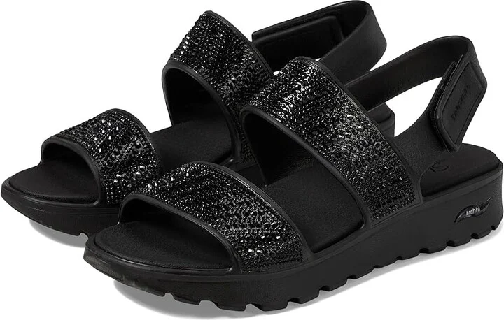 SKECHERS Foamies Arch Fit Footsteps with Rhinestone Women's Shoes Black : 5 B - Medium