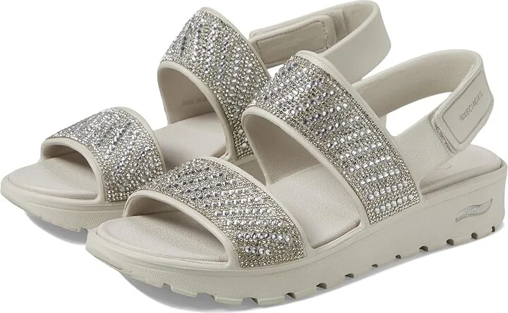 SKECHERS Foamies Arch Fit Footsteps with Rhinestone Women's Shoes Natural : 7 B - Medium