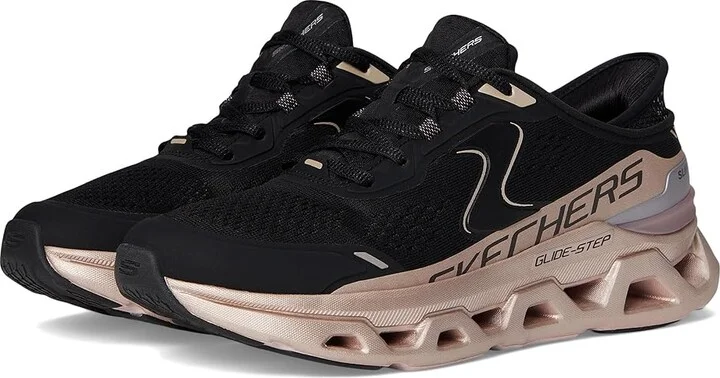 SKECHERS Glide-Step Altus Starlight Shine Hands Free Slip-Ins Women's Shoes Black Rose Gold : 7.5 B - Medium, Synthetic