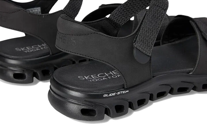 SKECHERS Glide-Step - Count On Me Women's Sandals Black/Black : 10 B - Medium - Image 7