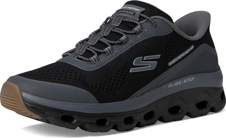 SKECHERS Glide-Step Sole Hands Free Slip-in Men's Shoes Black/Charcoal : 8.5 EE - Wide, Rubber - Image 5