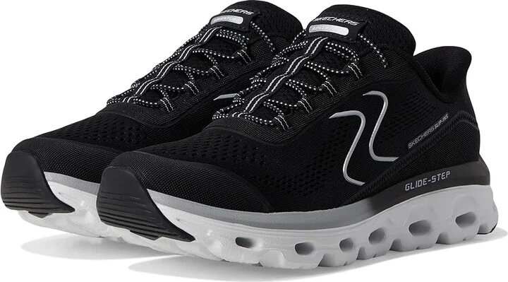 SKECHERS Glide Step Sole Hands Free Slip-Ins Women's Shoes Black/White : 5.5 C - Wide, Mesh