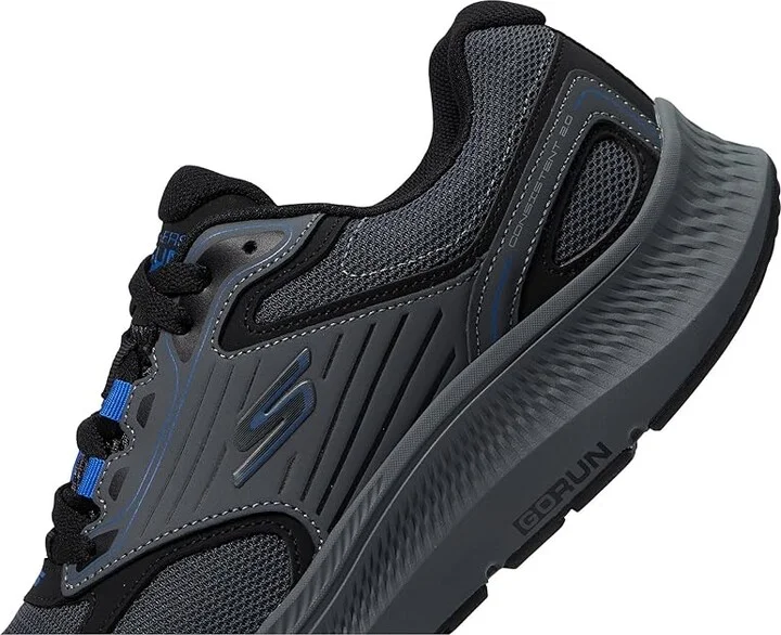 SKECHERS Go Run Consistent 2.0 Men's Shoes Charcoal/Blue : 10 D - Medium, Leather/Textile - Image 4