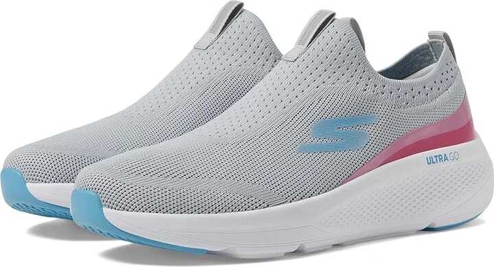 SKECHERS Go Run Elevate Knit Slip-On Women's Running Shoes Gray/Pink : 5.5 B - Medium, Textile
