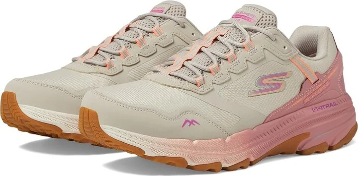 SKECHERS Go Run Trail Altitude 2.0 Pine Ridge Waterproof Women's Climbing Shoes Natural/Pink : 9.5 B - Medium, Leather