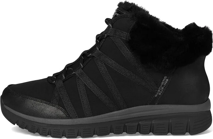 SKECHERS Graceful - Cozy Strolls Hands Free Slip-Ins Women's Boots Black/Black : 5.5 B - Medium, Textile - Image 6