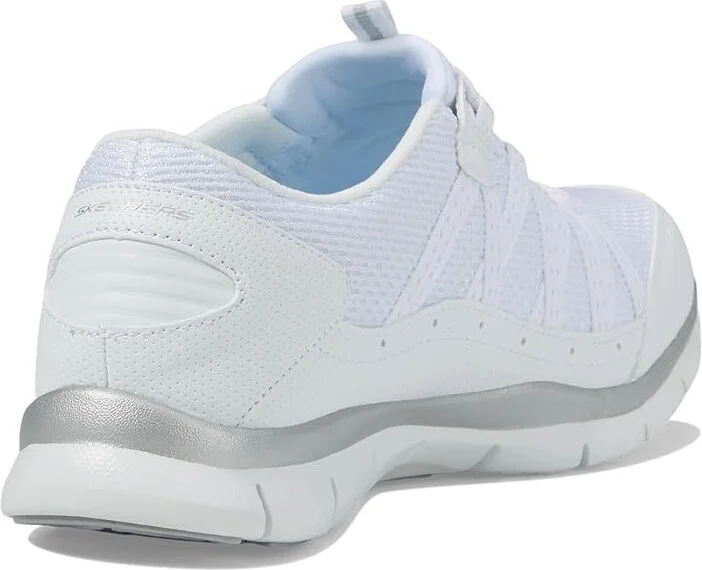 SKECHERS Gratis - Strolling Women's Shoes White/Silver : 5.5 M, Textile/Synthetic - Image 4