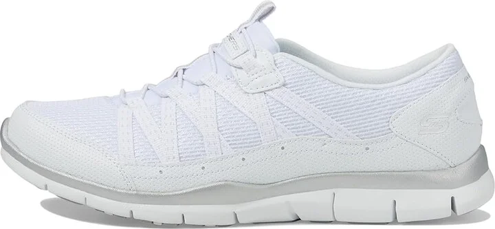SKECHERS Gratis - Strolling Women's Shoes White/Silver : 5.5 M, Textile/Synthetic - Image 6