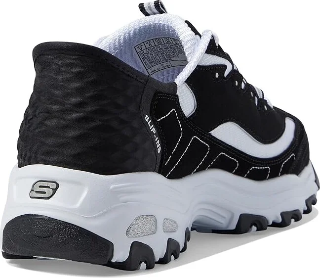 SKECHERS Hands Free Slip-Ins D'Lites New Classic Women's Shoes Black/White : 6 C - Wide, Leather - Image 4