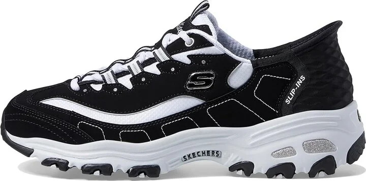 SKECHERS Hands Free Slip-Ins D'Lites New Classic Women's Shoes Black/White : 6 C - Wide, Leather - Image 6