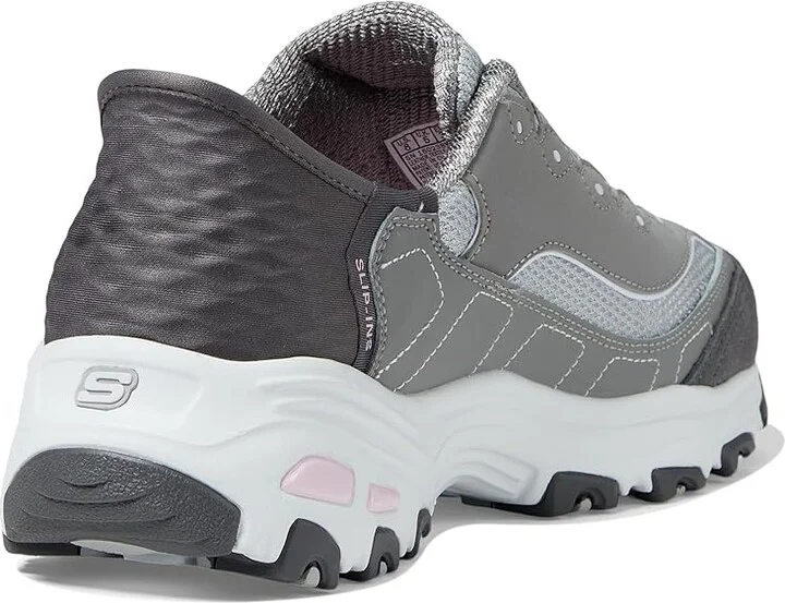 SKECHERS Hands Free Slip-Ins D'Lites Women's Shoes Grey Light Pink : 5.5 C - Wide, Leather - Image 4