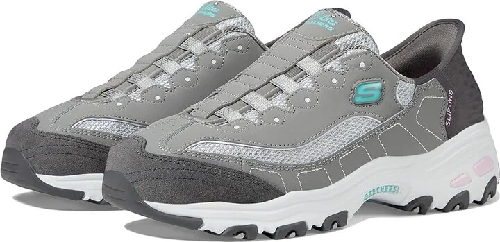 SKECHERS Hands Free Slip-Ins D'Lites Women's Shoes Grey Light Pink : 5.5 C - Wide, Leather