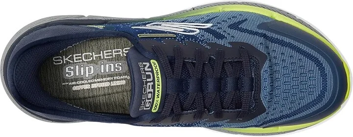 SKECHERS Hands Free Slip-ins Max Cushioning Premier 2.0 - 100% Waterproof Stanch Men's Shoes Navy/Yellow : 7.5 D - Medium, Textile - Image 2