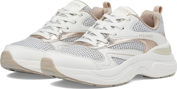 SKECHERS Hazel - Metallic Soiree Women's Shoes White/Gold : 7.5 B - Medium, Synthetic