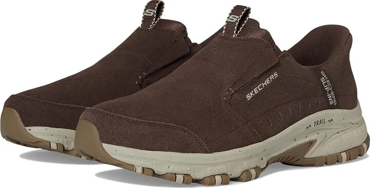 SKECHERS Hillcrest Cedar Root Hands Free Slip-in Men's Shoes Brown : 7 D - Medium, Polyester/Suede