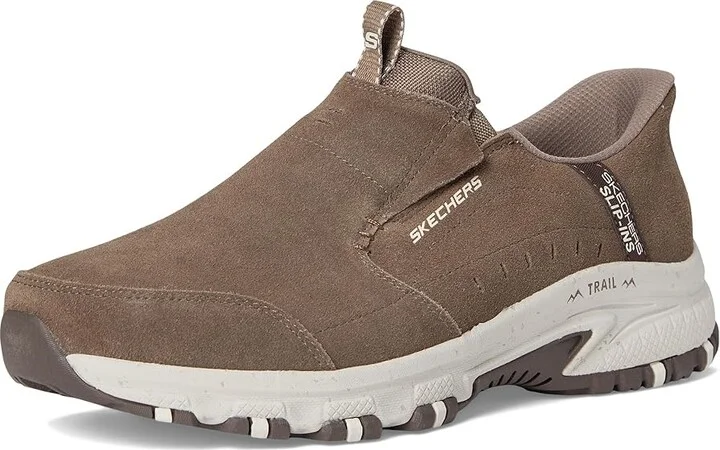 SKECHERS Hillcrest Cedar Root Hands Free Slip-in Men's Shoes Dark Taupe : 8 EE - Wide, Polyester/Suede - Image 5