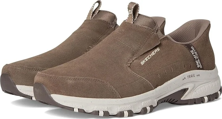 SKECHERS Hillcrest Cedar Root Hands Free Slip-in Men's Shoes Dark Taupe : 8 EE - Wide, Polyester/Suede