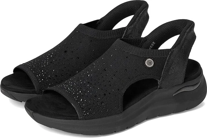 SKECHERS Martha Stewart's Arch Fit 2.0 - Star Dust Women's Sandals Black/Black : 6 B - Medium, Leather