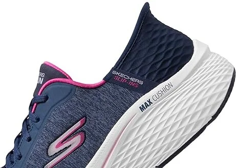 SKECHERS Max Cushioning Elite 2.0 Prevail Hands Free Slip-Ins Women's Shoes Navy/Pink : 5 B - Medium, Textile - Image 4
