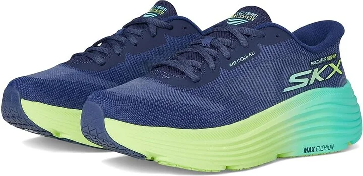 SKECHERS Max Cushioning Endeavour Hallandale Hands Free Slip-Ins Women's Shoes Navy/Lime : 6 B - Medium