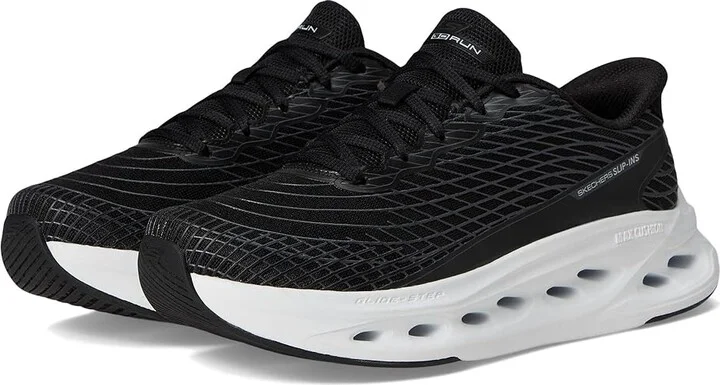 SKECHERS Max Cushioning Glide Step Sapphire Hands Free Slip-Ins Women's Shoes Black/White : 11 B - Medium, Synthetic
