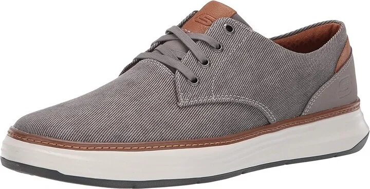 SKECHERS Moreno Men's Lace up casual Shoes Taupe : 7 D - Medium, Canvas - Image 2