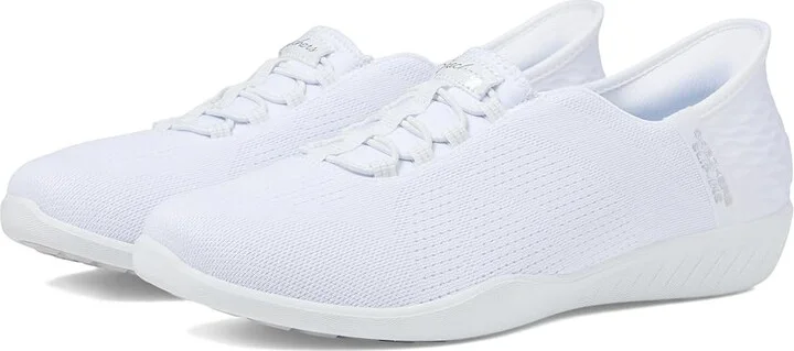 SKECHERS Newbury St - Lightly Hands Free Slip-Ins Women's Shoes White : 5.5 B - Medium, Textile