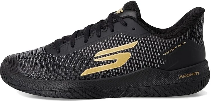 SKECHERS Pickleball Viper Court Pro 2.0 Sneaker Men's Shoes Black/Gold : 10.5 D - Medium, Synthetic - Image 6