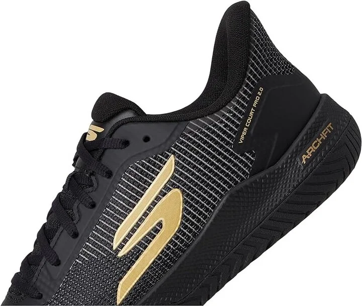 SKECHERS Pickleball Viper Court Pro 2.0 Sneaker Men's Shoes Black/Gold : 10.5 D - Medium, Synthetic - Image 7