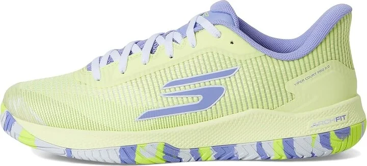 SKECHERS Pickleball Viper Court Pro 2.0 Sneaker Women's Shoes Lime/Lavender : 9.5 B - Medium, Synthetic - Image 6