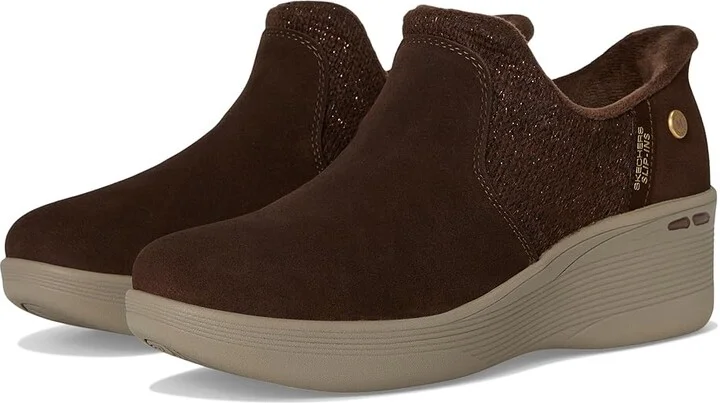 SKECHERS Pier-Lite - Lovely Autumn Martha Stewart- Hands Free Slip-Ins Women's Boots Chocolate : 5 B - Medium, Rubber