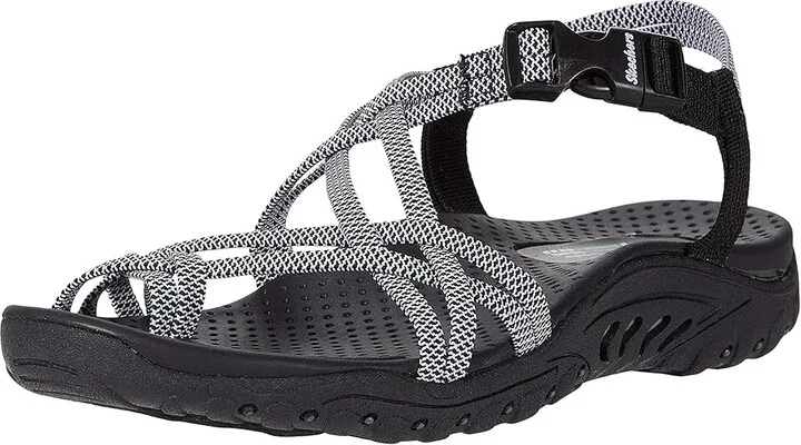 SKECHERS Reggae - Irie Mon Women's Shoes Black/White : 5.5 B - Medium, Textile - Image 2
