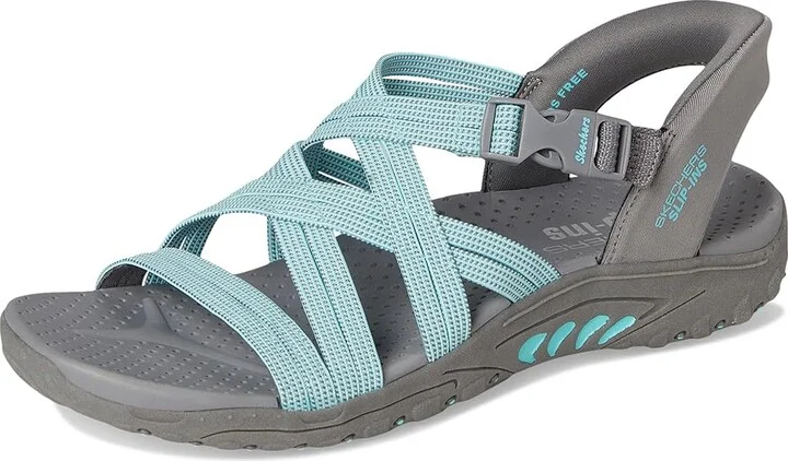 SKECHERS Reggae - Morning Light Women's Sandals Gray/Aqua : 7 B - Medium - Image 5
