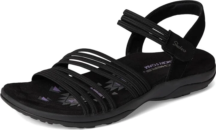 SKECHERS Reggae Slim - Coffee Run Women's Sandals Black/Black : 11 B - Medium, Textile - Image 5